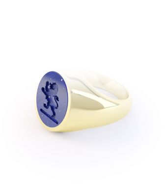 18ct Yellow Gold Lapis Lazuli Oval Stone Set Signet Ring