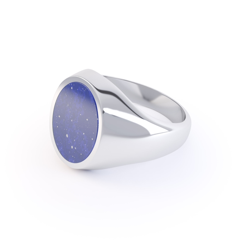 Men's Silver Signet Ring with Blue Lapis
